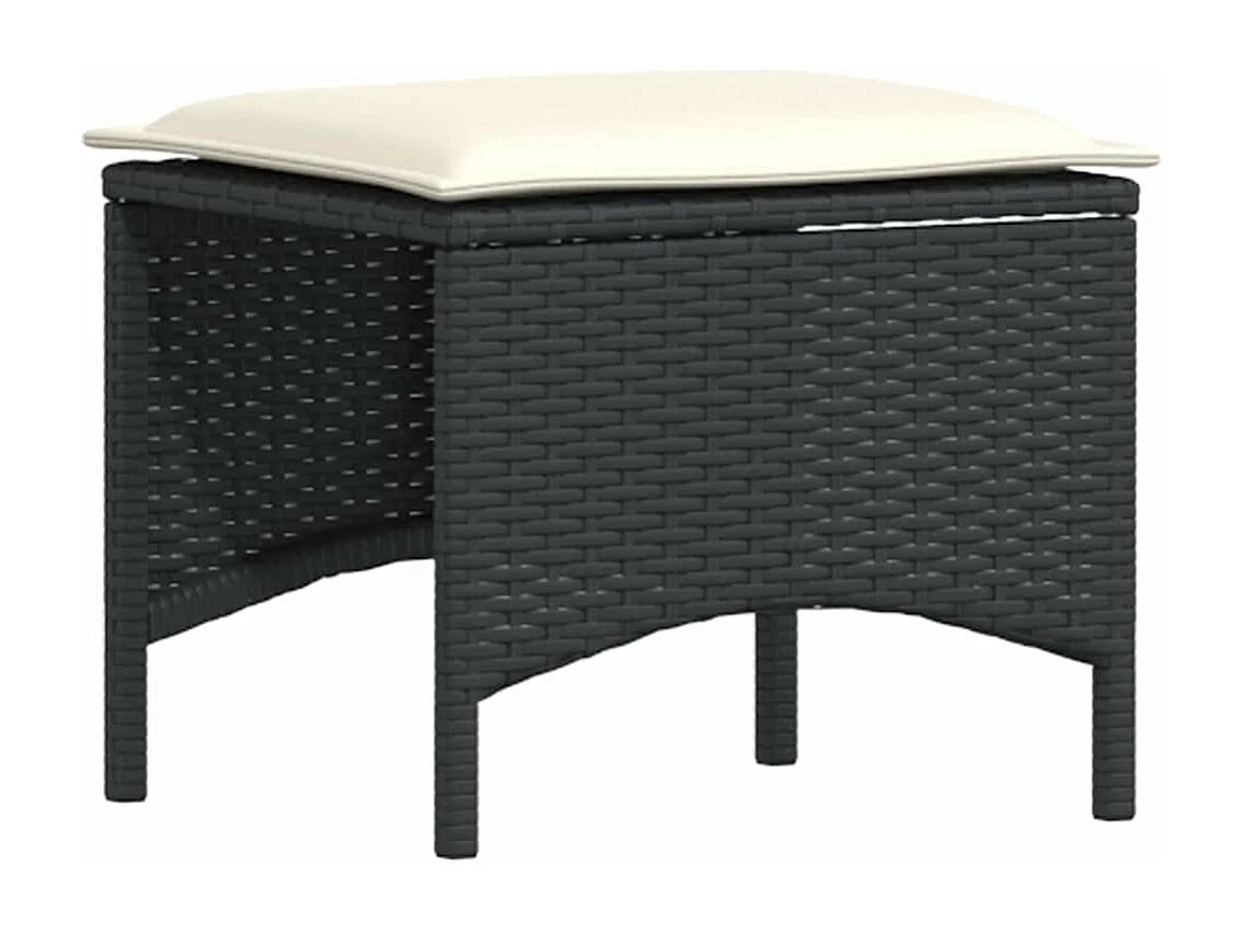 Set comedor de jardín 3 piezas con cojines ratán sintético negro