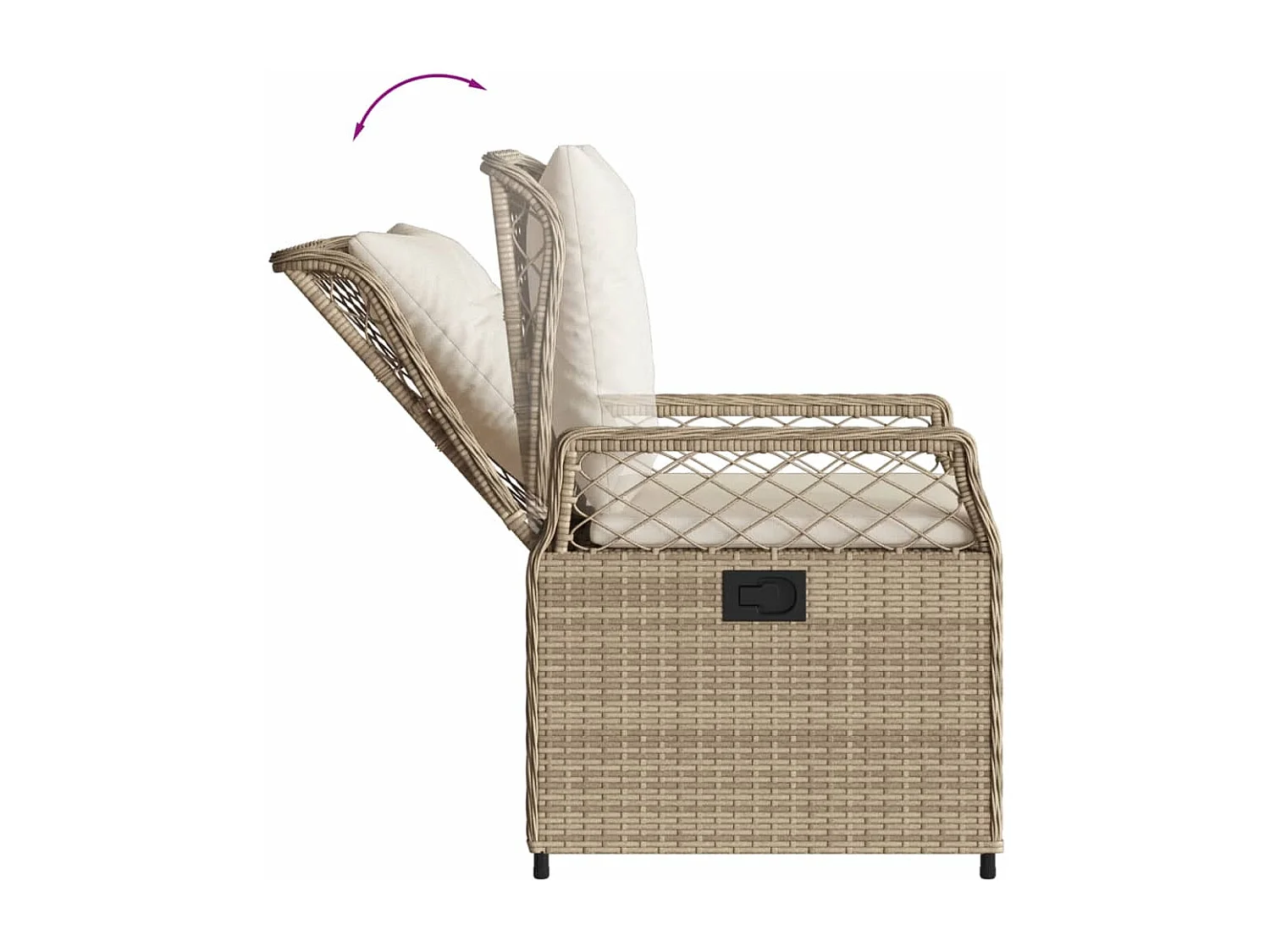 Ensemble à manger de jardin et coussins 3 pièces Beige poly rotin