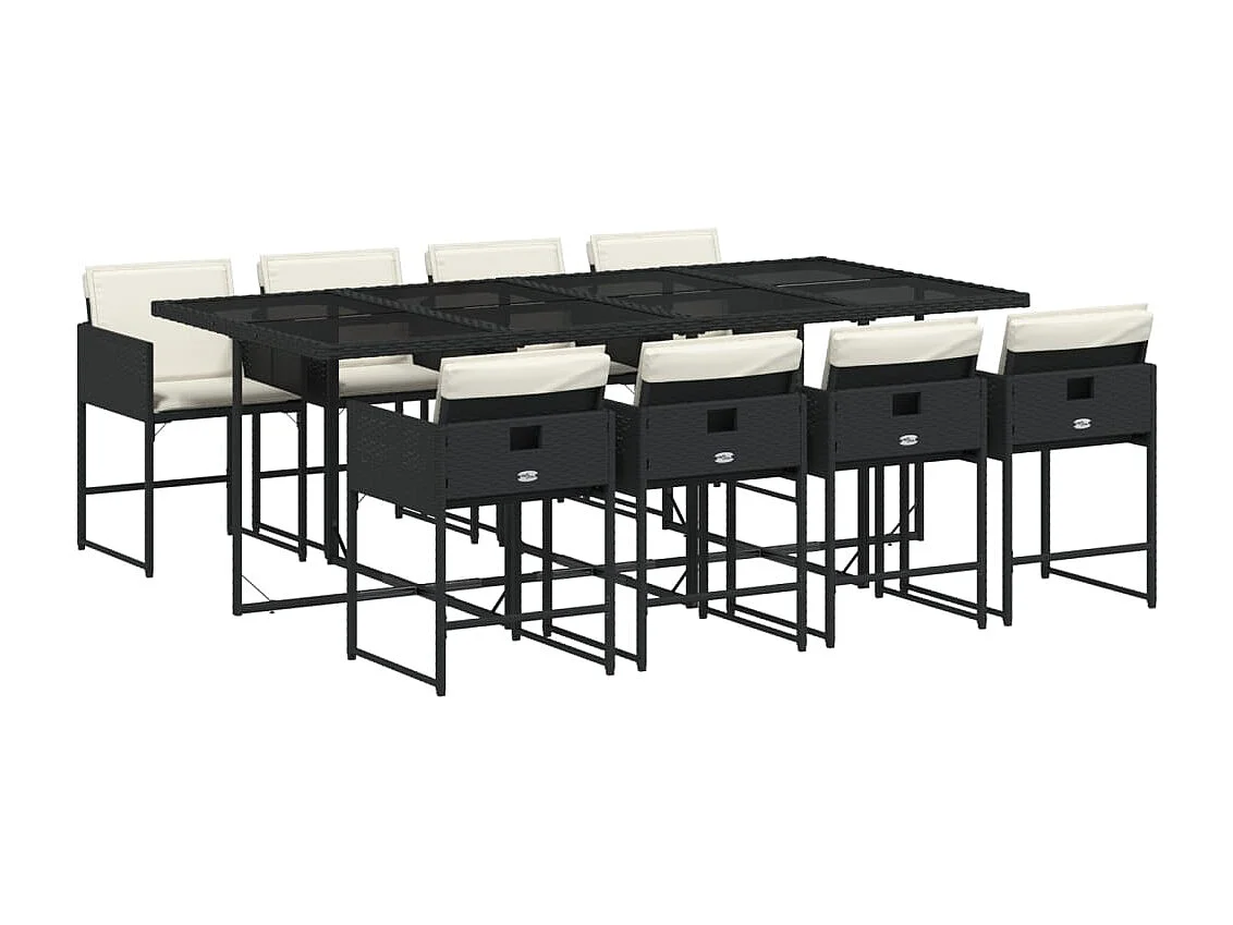 9-delige Tuinset poly rattan zwart