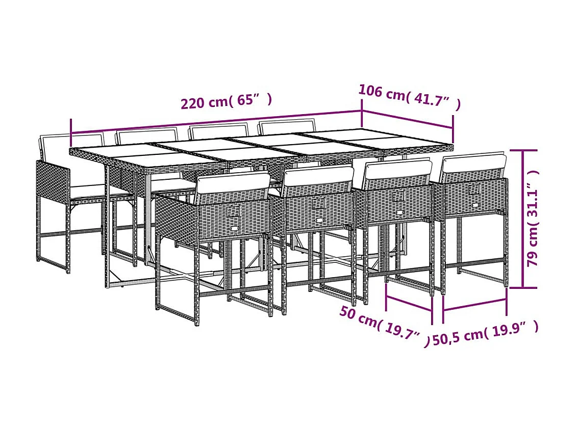 9-delige Tuinset poly rattan zwart