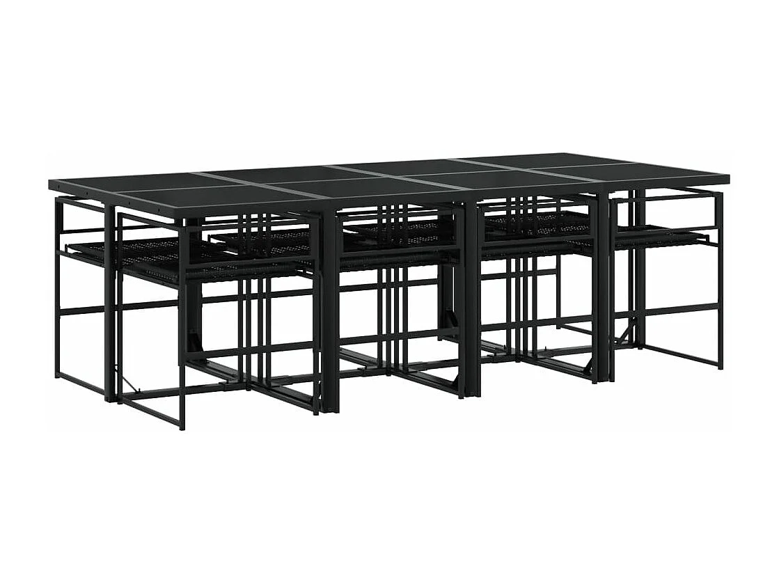 9-delige Tuinset poly rattan zwart