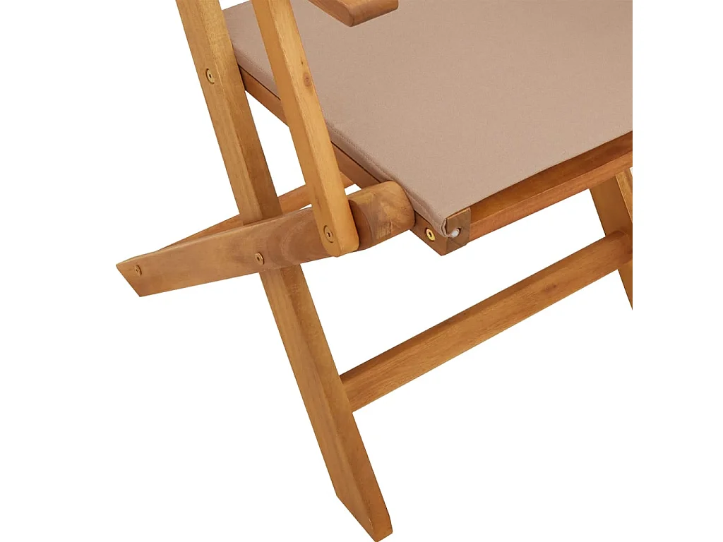 Set de comedor de jardín 5 piezas tela madera maciza gris taupe