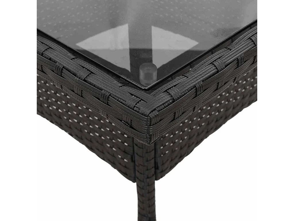 Ensemble à manger de jardin et coussins 5 pièces noir rotin verre