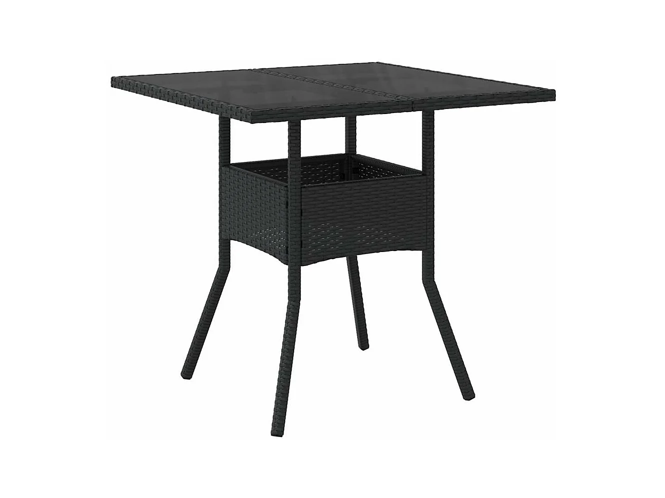 Ensemble à manger de jardin et coussins 5 pièces noir rotin verre