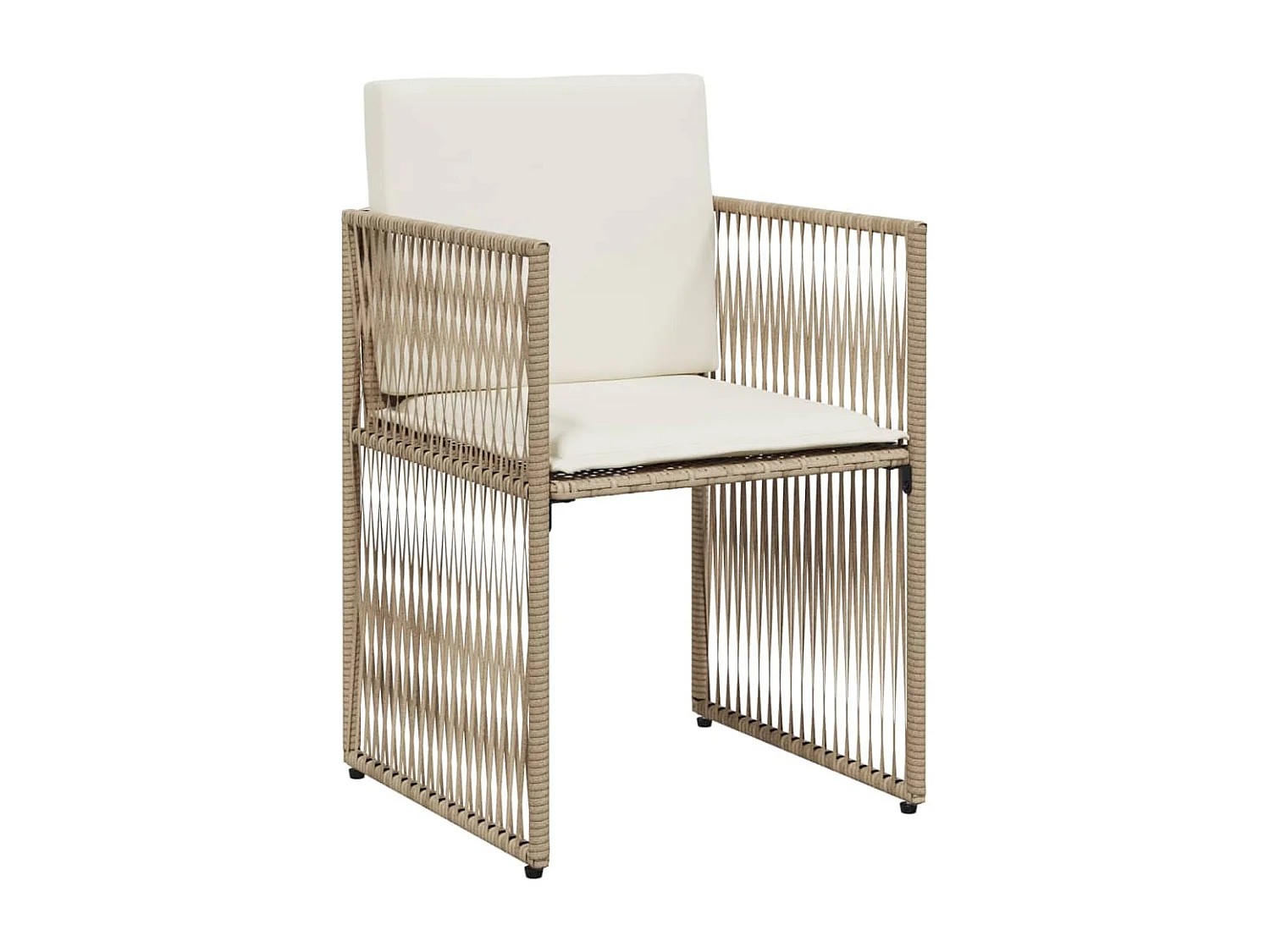 Set comedor de jardín 7 piezas con cojines ratán sintético beige