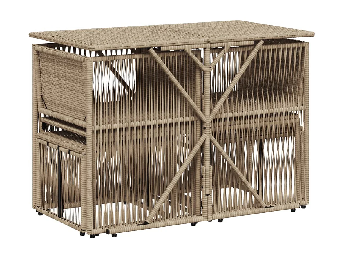 Set comedor de jardín 7 piezas con cojines ratán sintético beige