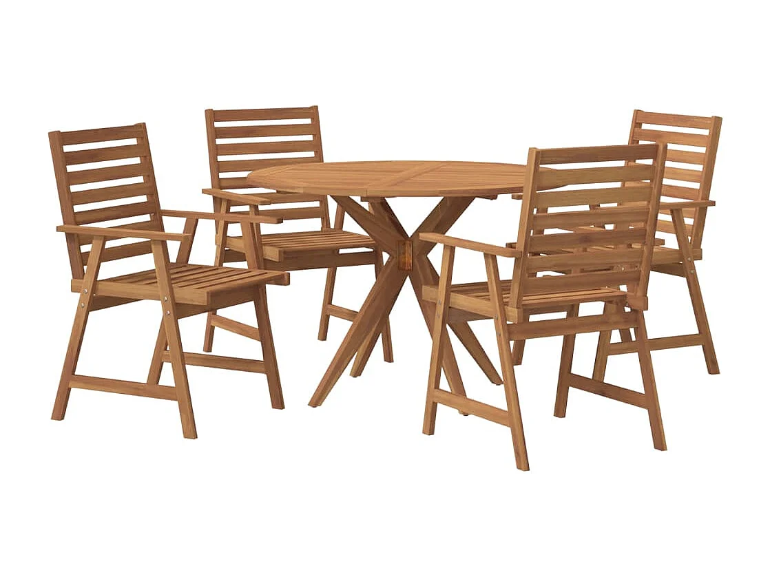 Juego de comedor de jardín 5 piezas madera maciza de acacia