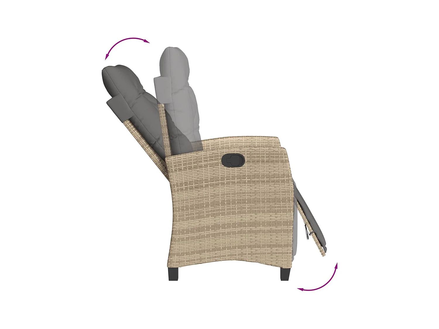 Ensemble à manger de jardin coussins 7 pièces mélange beige rotin