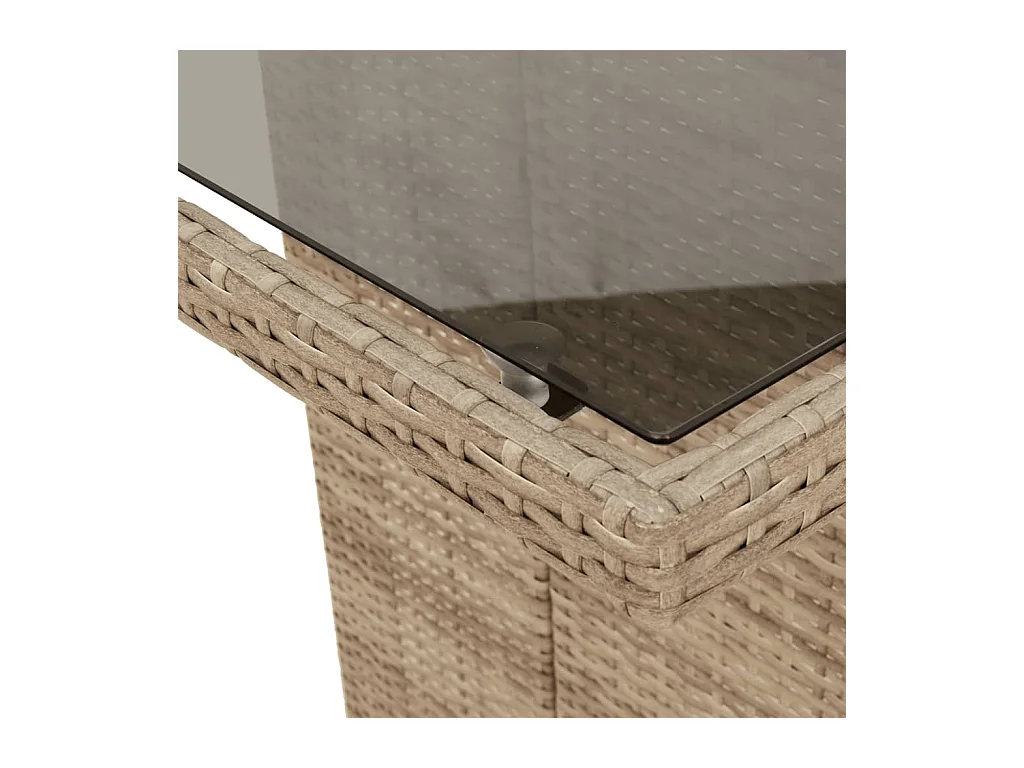 Ensemble à manger de jardin coussins 7 pièces mélange beige rotin