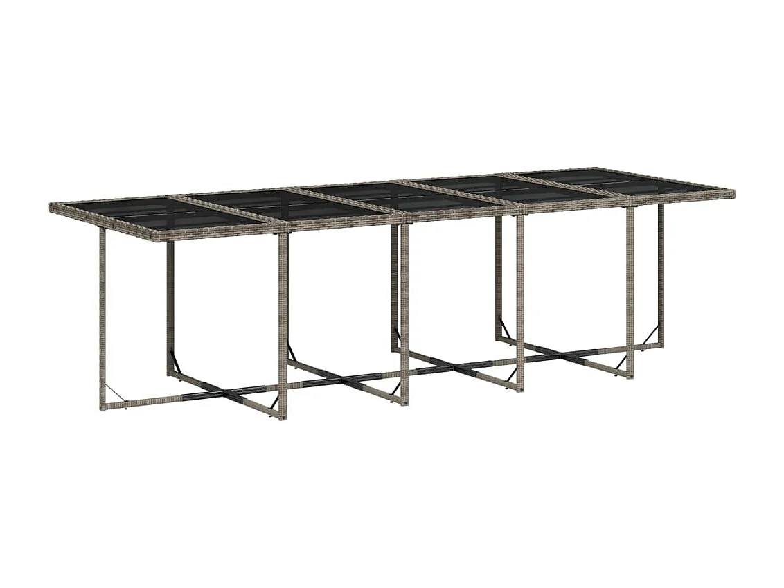 Set comedor de jardín con cojines 15 piezas ratán sintético gris