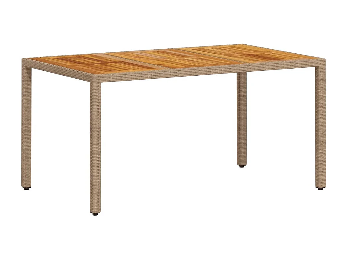 Ensemble à manger de jardin et coussins 5 pièces beige rotin acacia