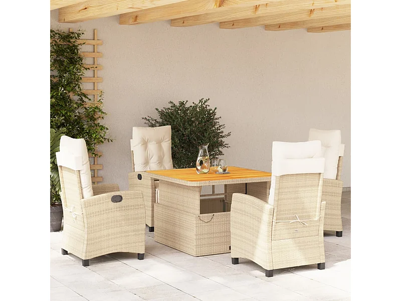 5-delige Tuinset met kussens poly rattan beige