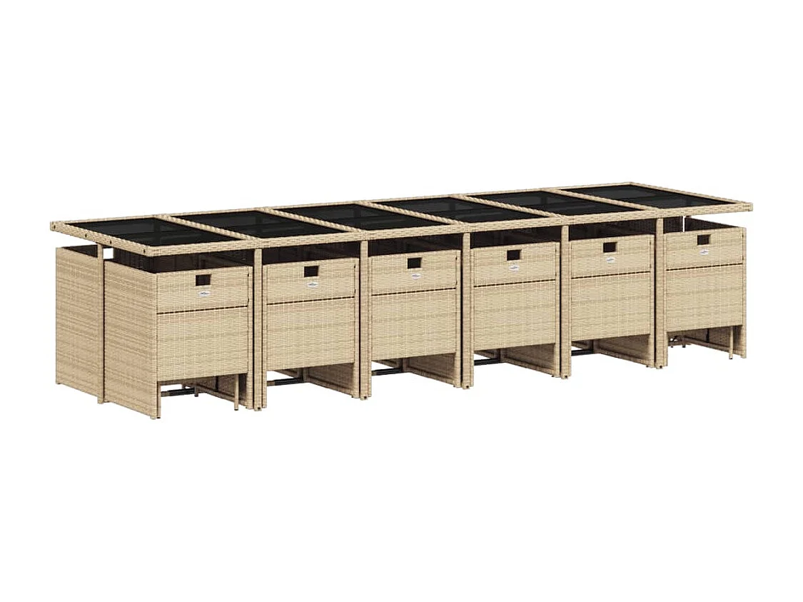 17-delige Tuinset met kussens poly rattan beige