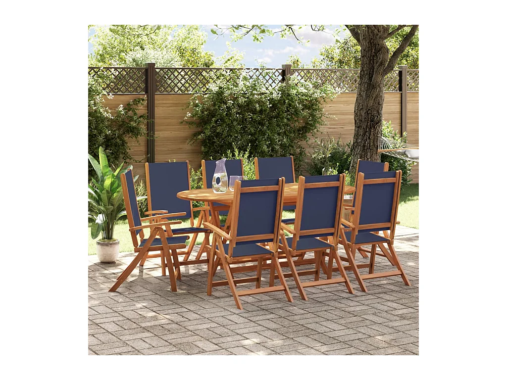 Ensemble à manger de jardin 9 pièces bois d'acacia solide textilène