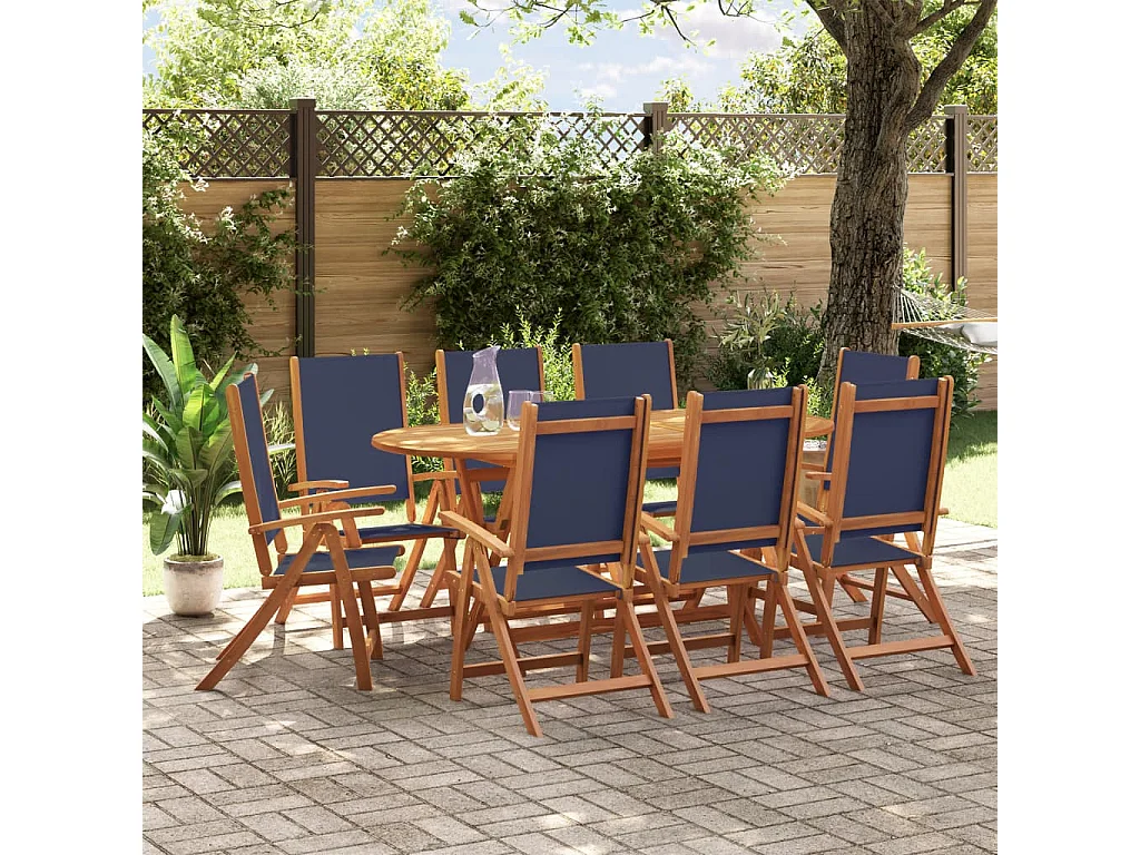 Ensemble à manger de jardin 9 pièces bois d'acacia solide textilène