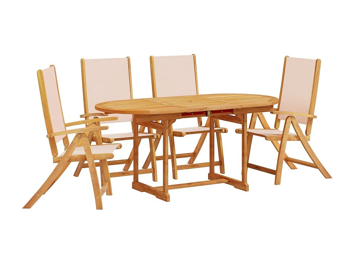 Juego comedor de jardín 5 piezas madera maciza acacia y textileno
