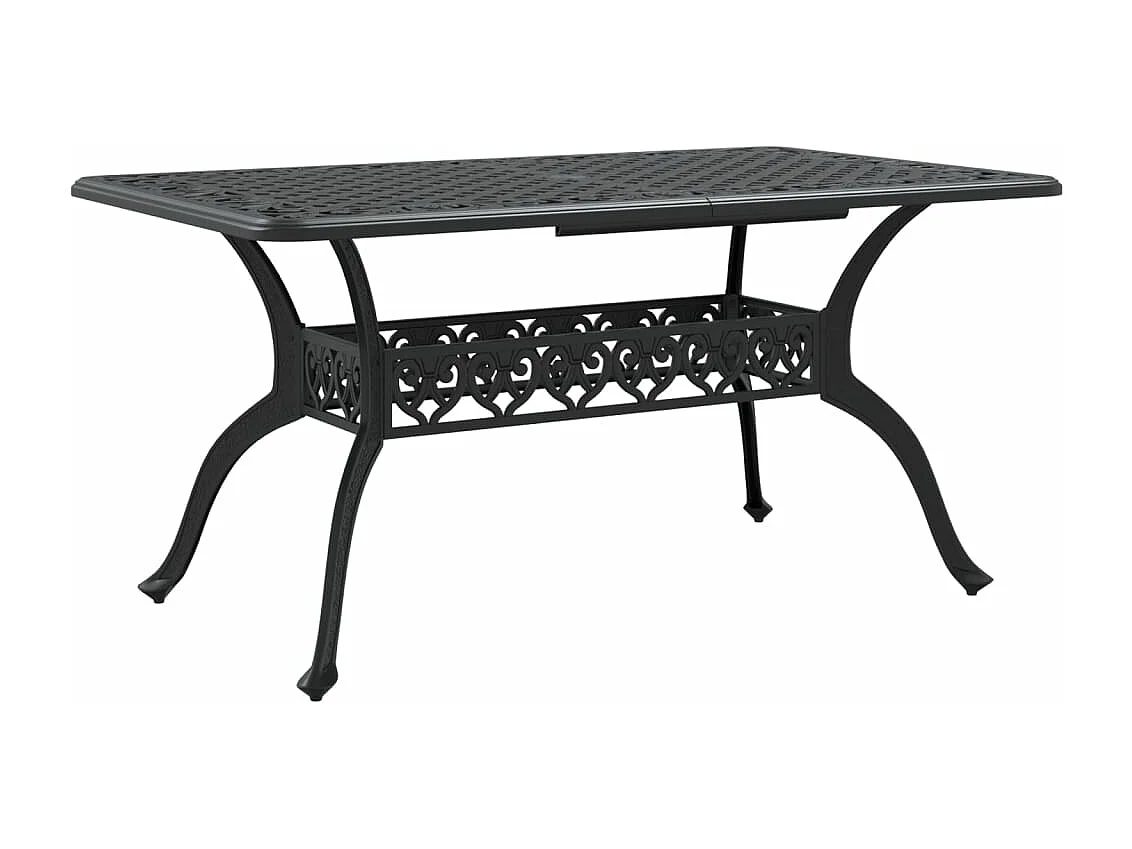 Juego de comedor de jardín 7 piezas aluminio fundido negro
