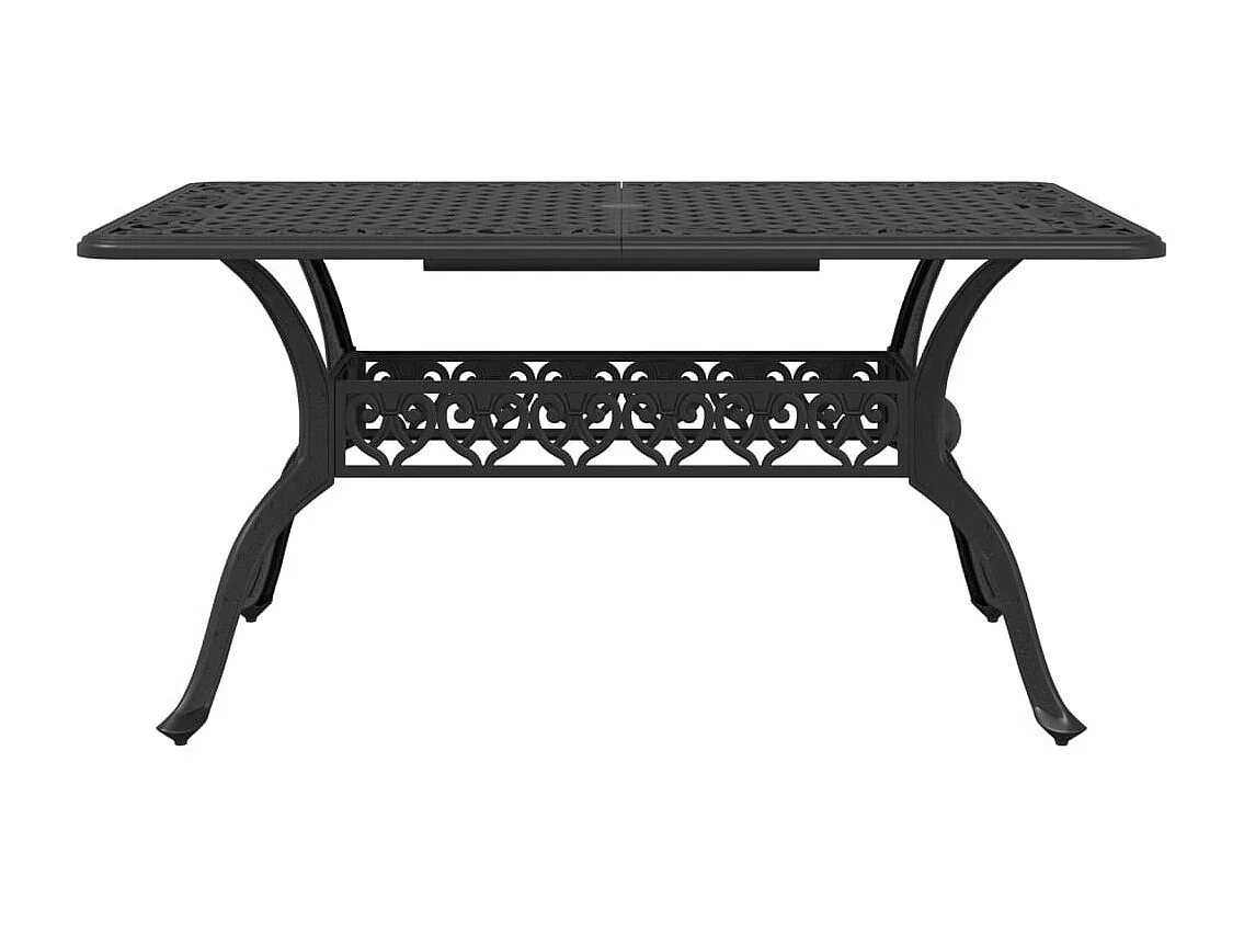 Juego de comedor de jardín 7 piezas aluminio fundido negro