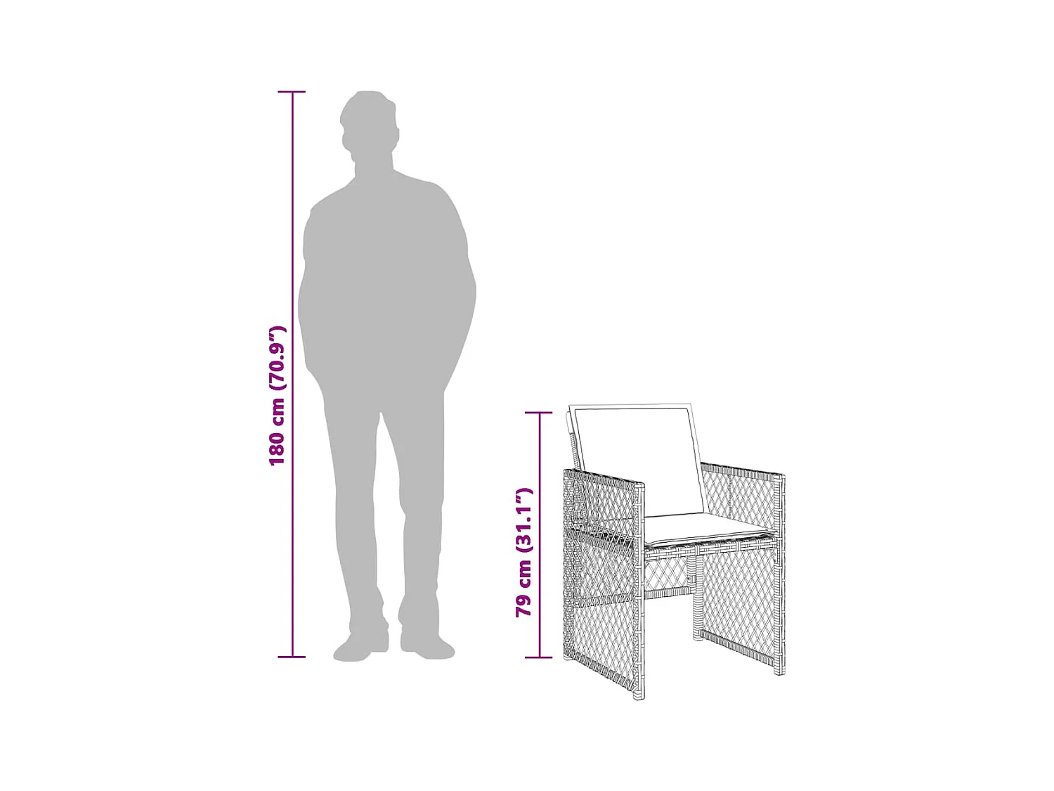 Ensemble à manger de jardin et coussins 7 pièces beige poly rotin