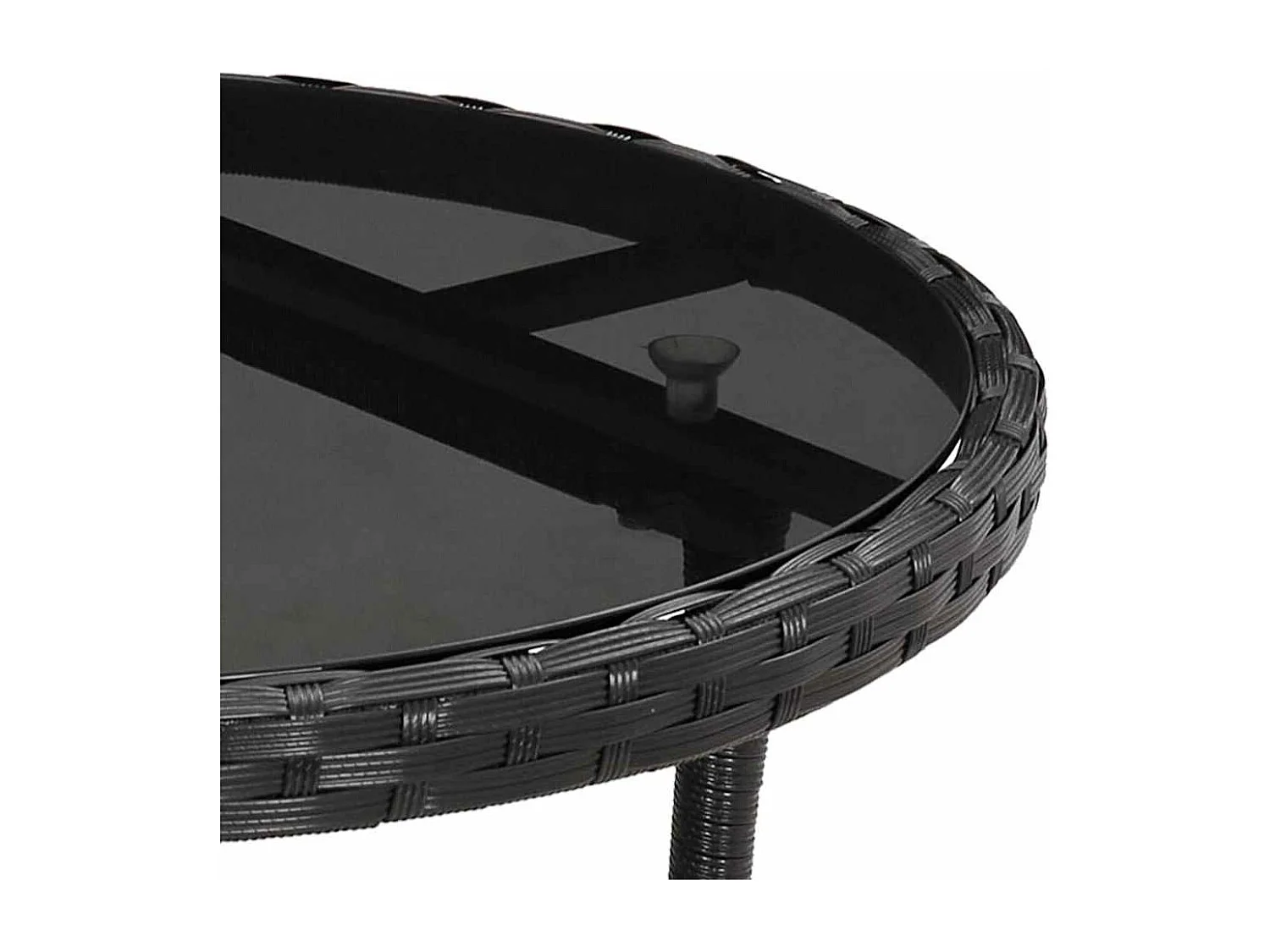 Ensemble à manger de jardin et coussins 5 pièces noir rotin verre