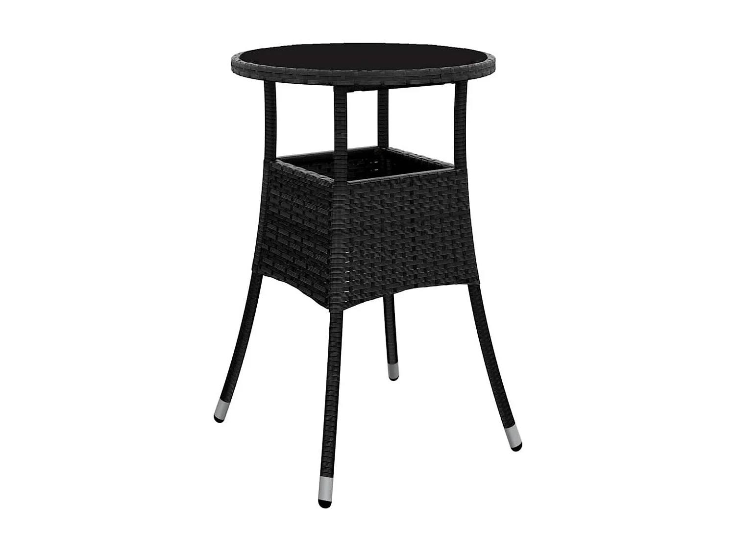 Ensemble à manger de jardin et coussins 5 pièces noir rotin verre