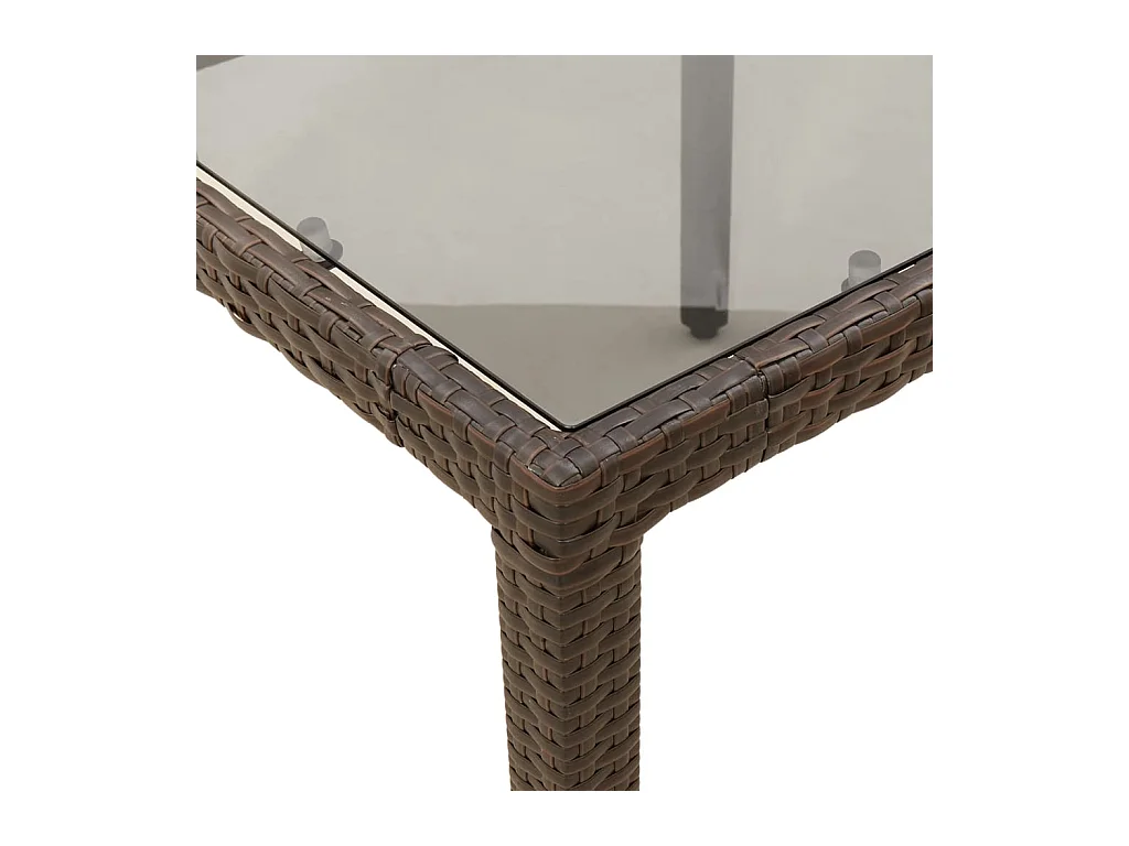 Ensemble à manger de jardin et coussins 7 pièces marron rotin verre