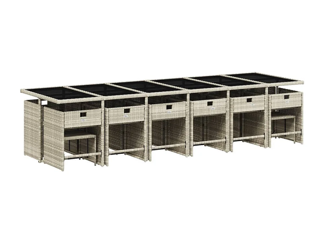 Set comedor jardín y cojines 17 piezas ratán sintético gris claro