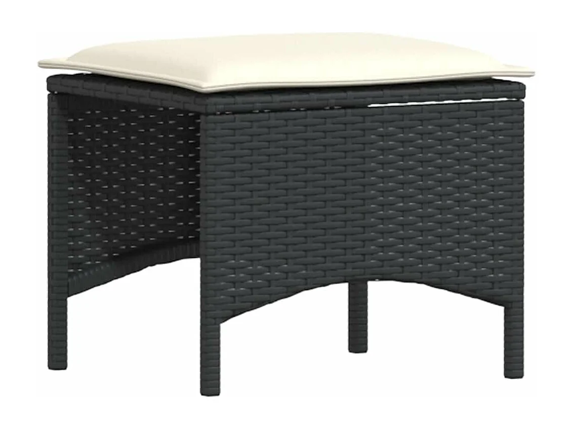 4 peças conjunto de jardim para jardim com almofadões vime PE preto