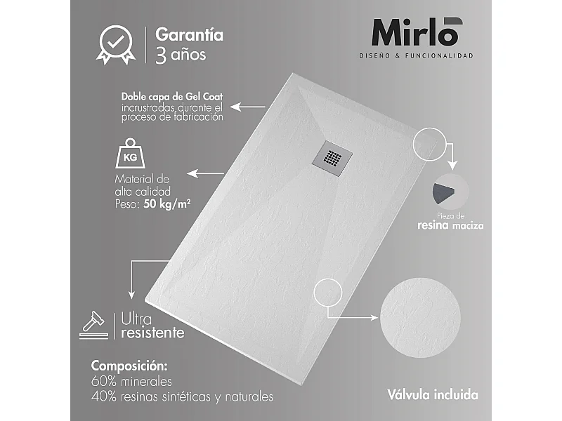 Mineralguss-Duschwanne extra flach ONDA Schieferoptik SAND 80x100 cm