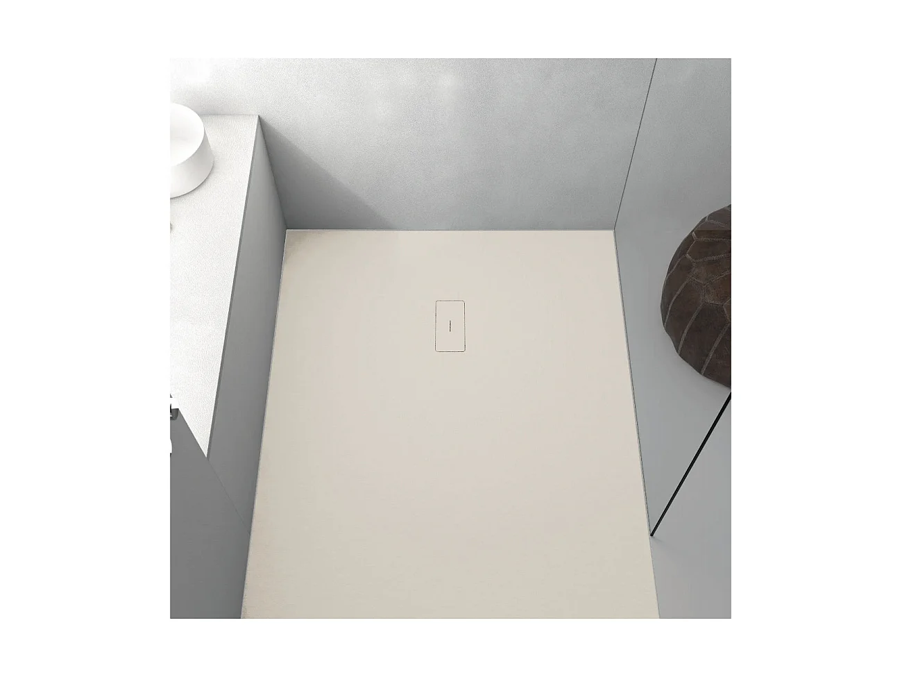 Piatto doccia ultrasottile 90 x 90 cm FUSENCE in resina finitura ardesia sabbia