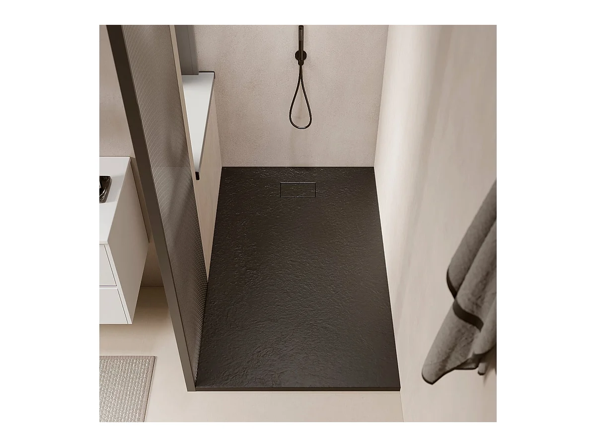 Piatto doccia ultrasottile 80 x 160 cm PIATTO in SoliCast® finitura ardesia nero
