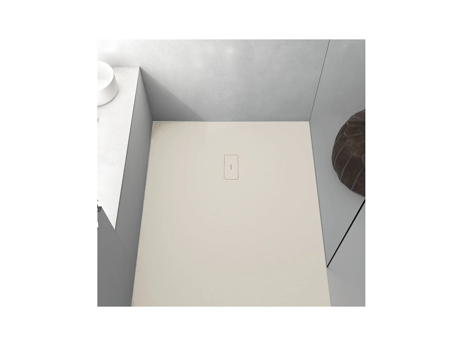 Piatto doccia ultrasottile 80 x 100 cm FUSENCE in resina finitura ardesia sabbia