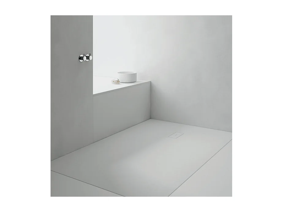 Piatto doccia ultrasottile 80 x 100 cm FUSENCE in resina finitura ardesia sabbia
