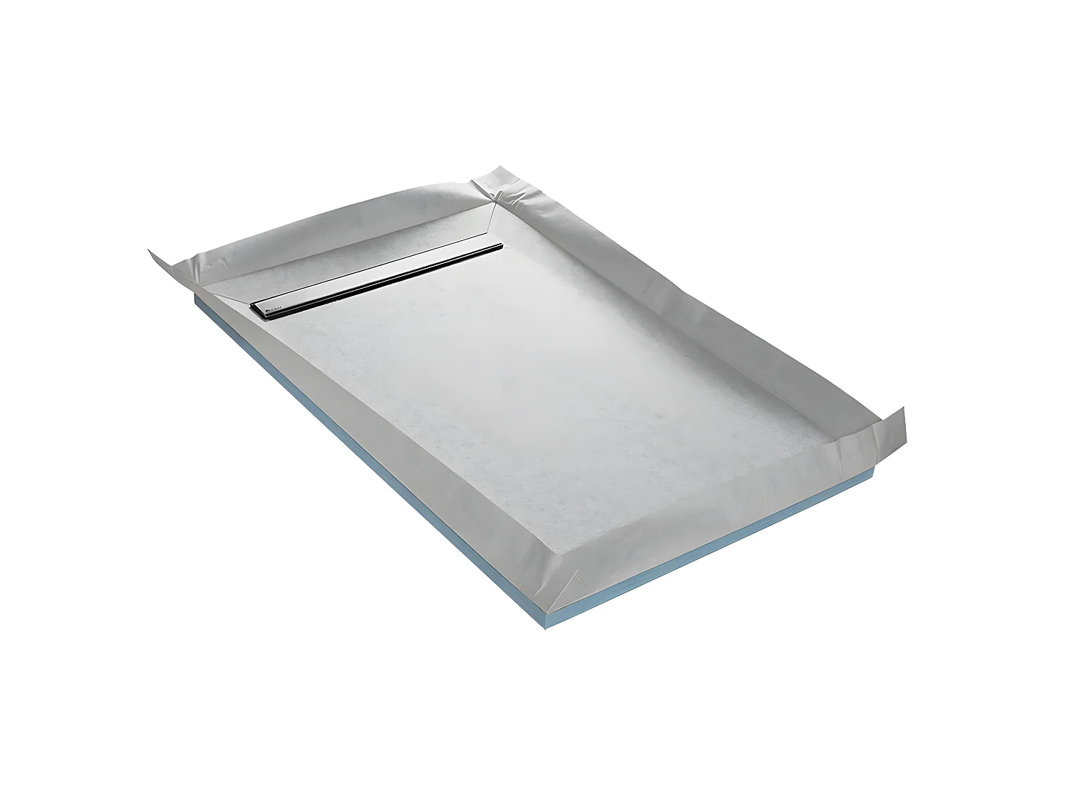 Piatto doccia da piastrellare LINEBORD 4 pendenze con membrana impermeabile e scarico ultrapiatto 90 x 90 cm