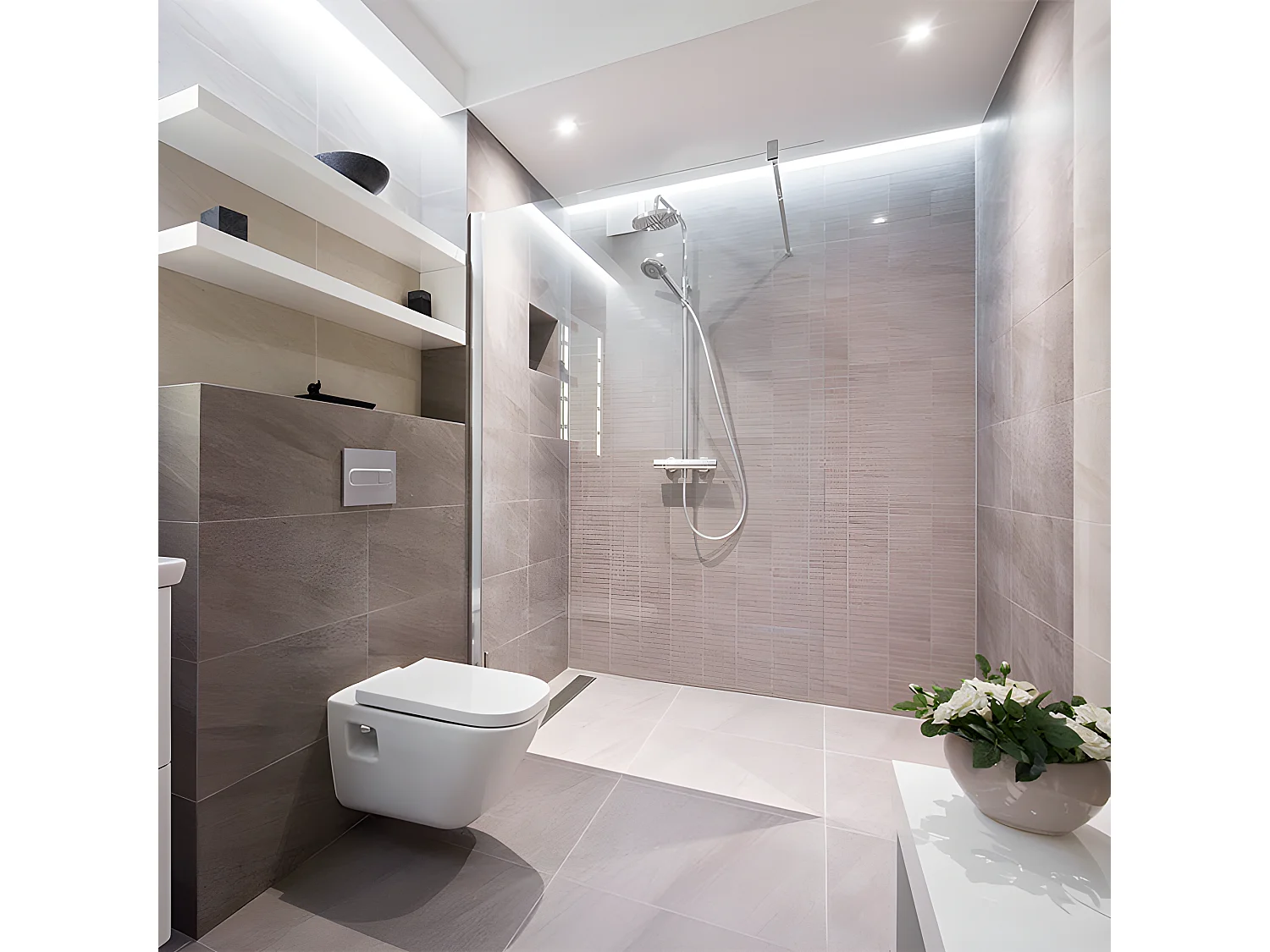 Piatto doccia da piastrellare LINEBORD 4 pendenze con membrana impermeabile e scarico ultrapiatto 90 x 90 cm