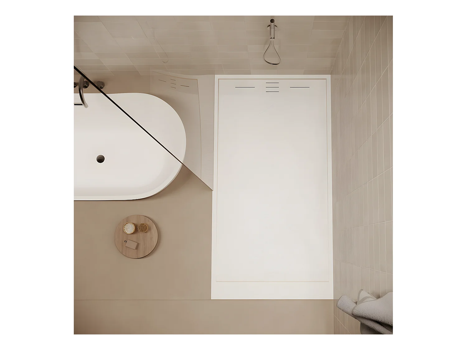 Receveur de douche 90 x 160 cm extra plat SALVI en SoliCast® surface ardoisée blanc