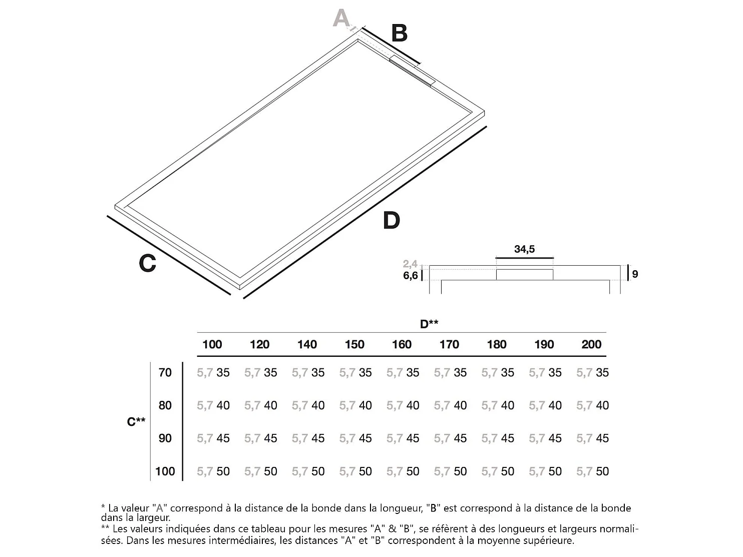 Piatto doccia ultrasottile 80 x 130 cm COSME in resina finitura ardesia sabbia