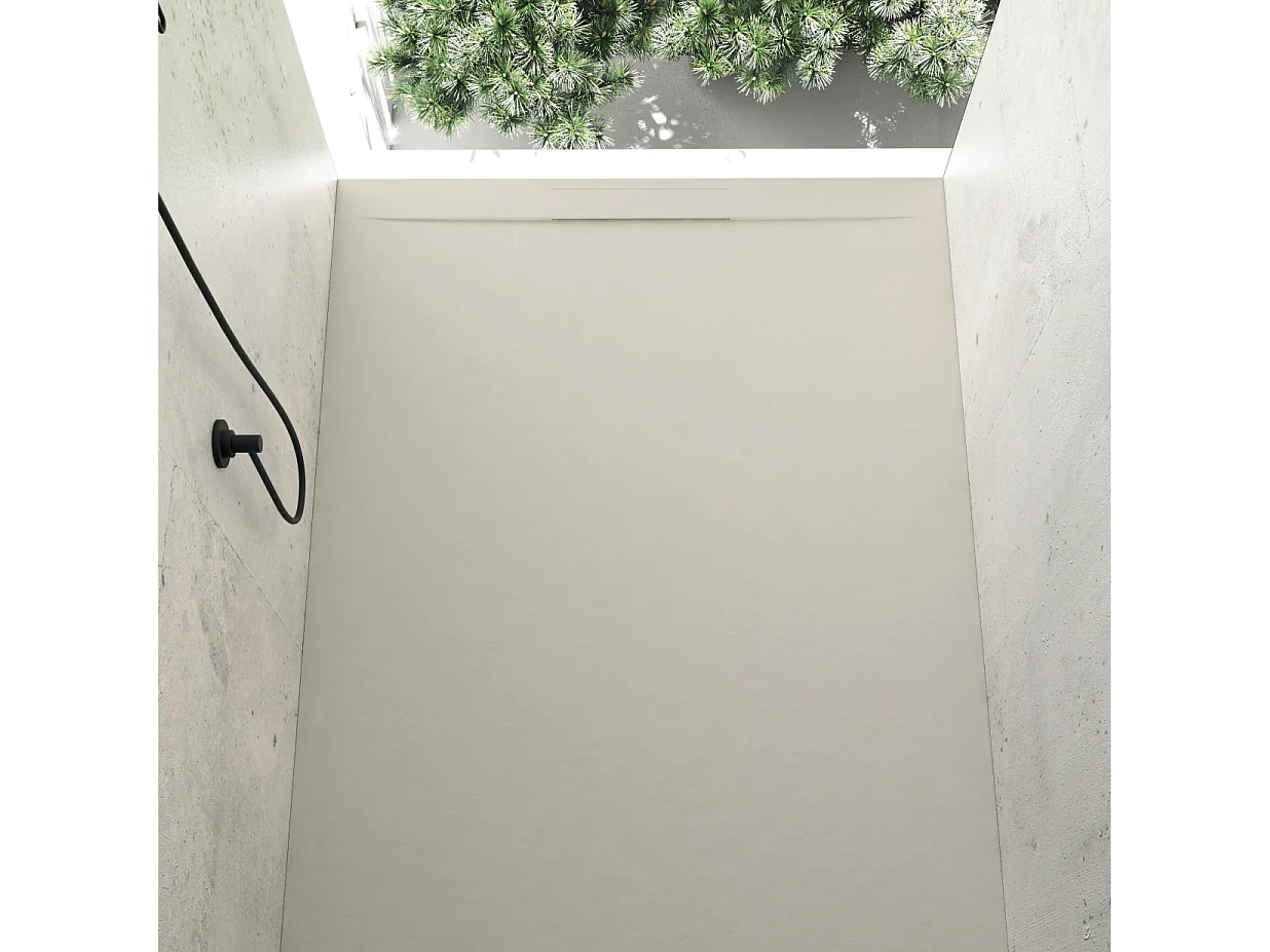 Mineralguss-Duschwanne extra flach COVER Schieferoptik BEIGE 80x130cm