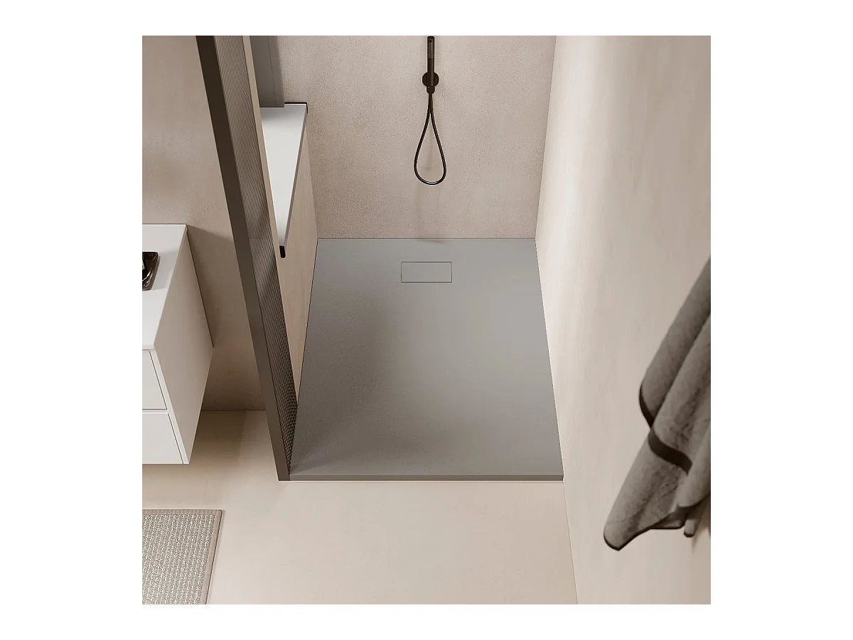 Piatto doccia ultrasottile 90 x 130 cm PIATTO in SoliCast® finitura ardesia grigio