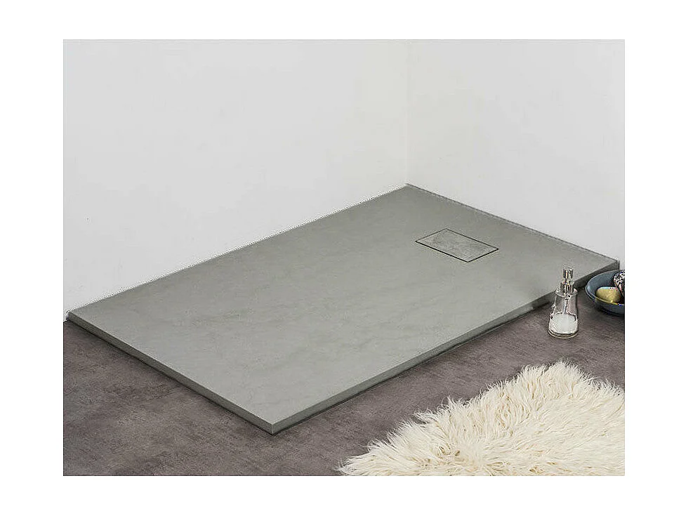 Receveur de douche 90 x 120 cm extra plat PIATTO en SoliCast® surface ardoisée gris