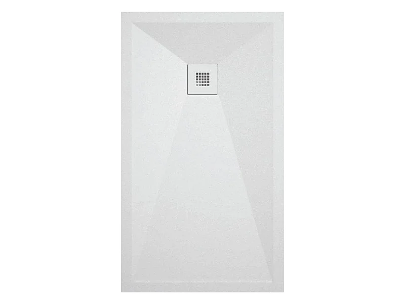 Mineralguss-Duschwanne extra flach ONDA Schieferoptik WEIß 90x150 cm  Auslaufschutz in Farbe