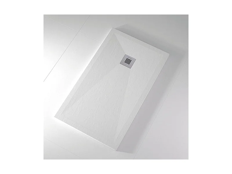 Plato de ducha pizarra ONDA BLANCO  90x90 cm rejilla inox