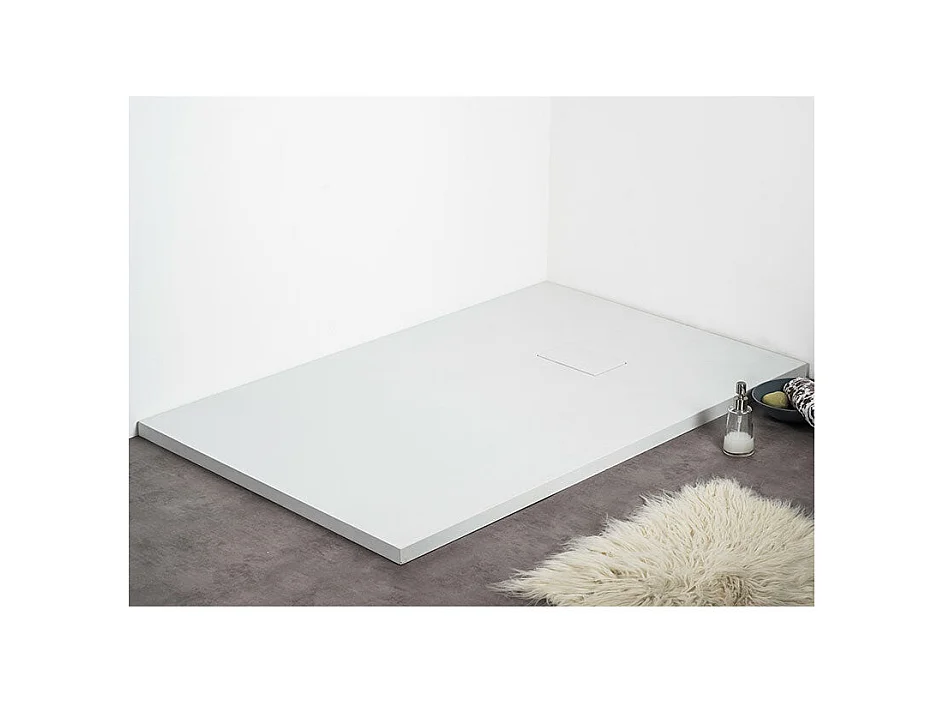 Receveur de douche 80 x 120 cm extra plat PIATTO en SoliCast® surface ardoisée blanc