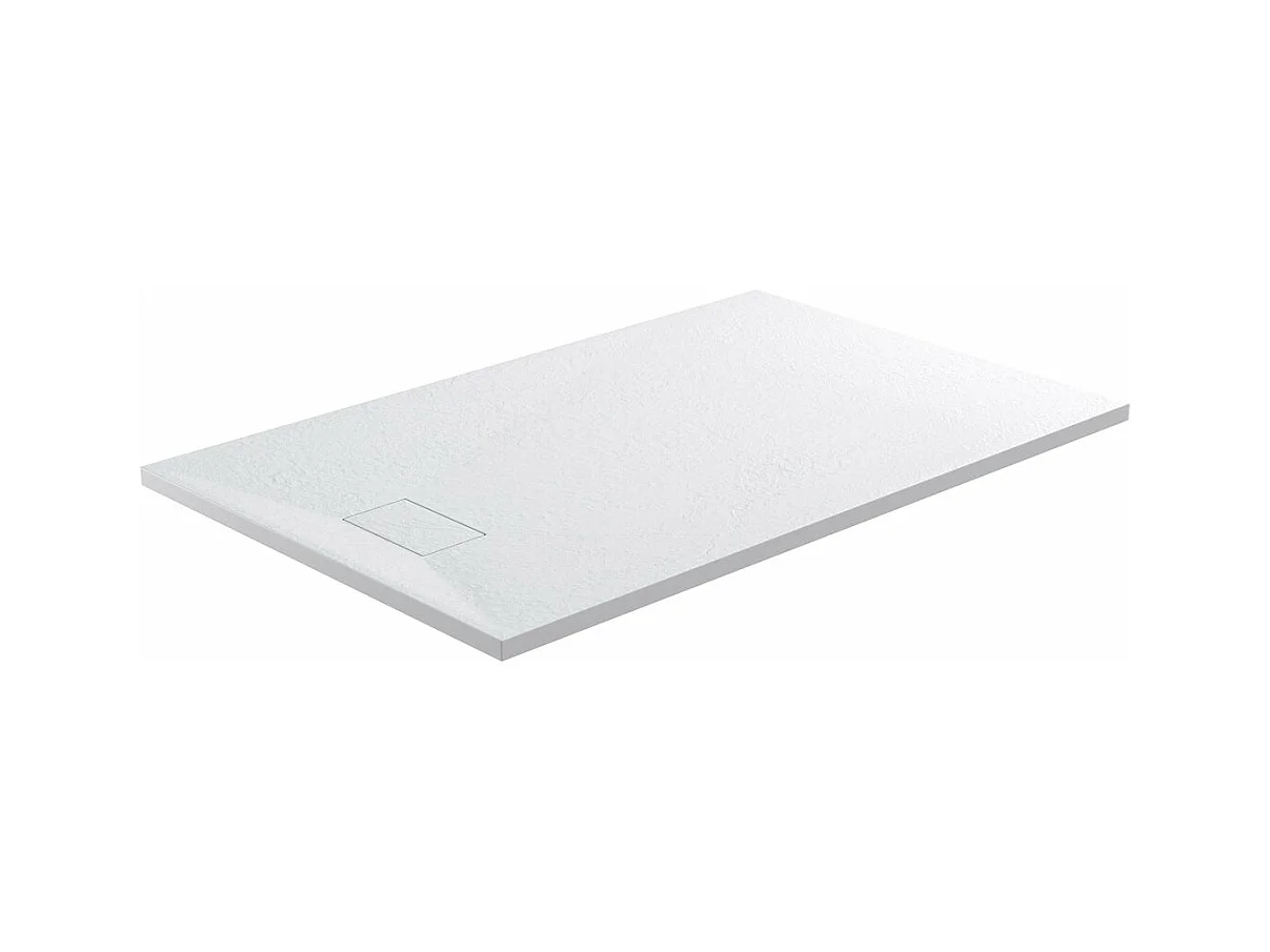 Receveur de douche 80 x 120 cm extra plat PIATTO en SoliCast® surface ardoisée blanc