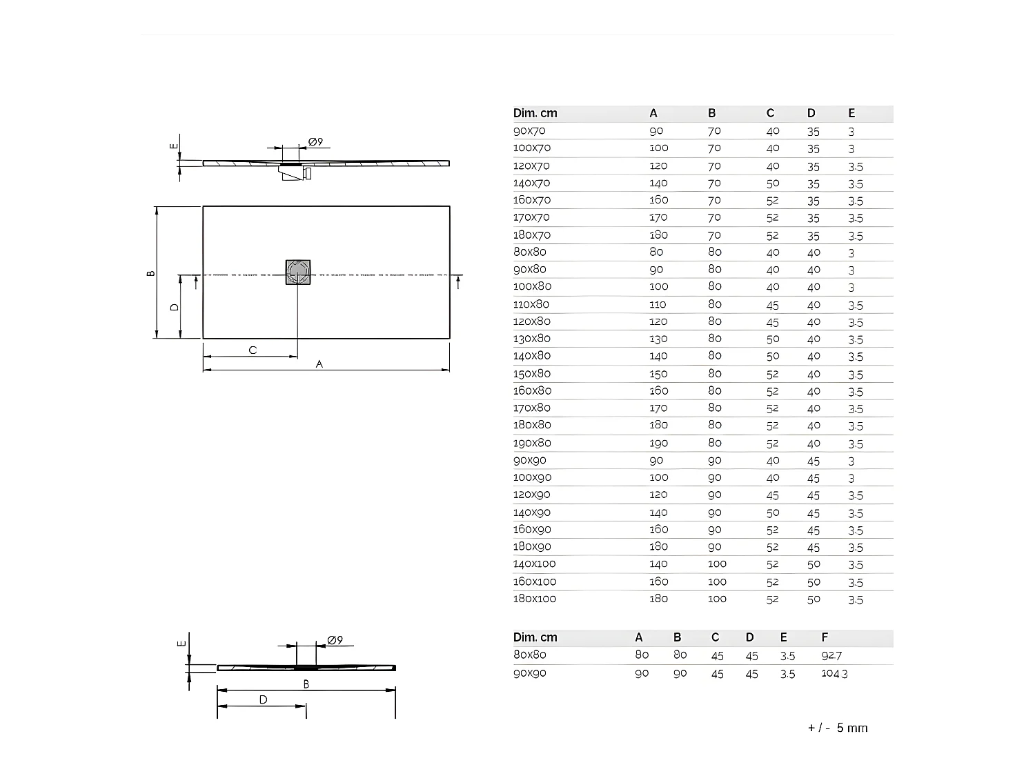 Receveur de douche 80 x 180 cm extra plat LOGIC surface ardoisée rectangulaire blanc