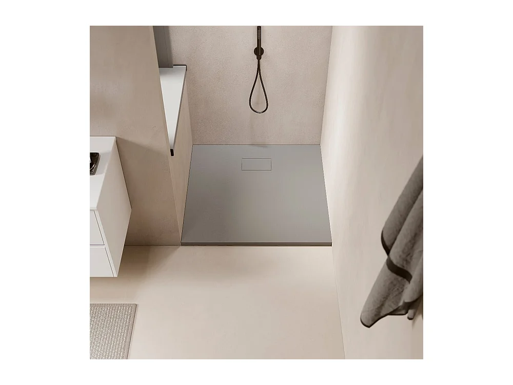 Piatto doccia ultrasottile 90 x 170 cm PIATTO in SoliCast® finitura ardesia grigio