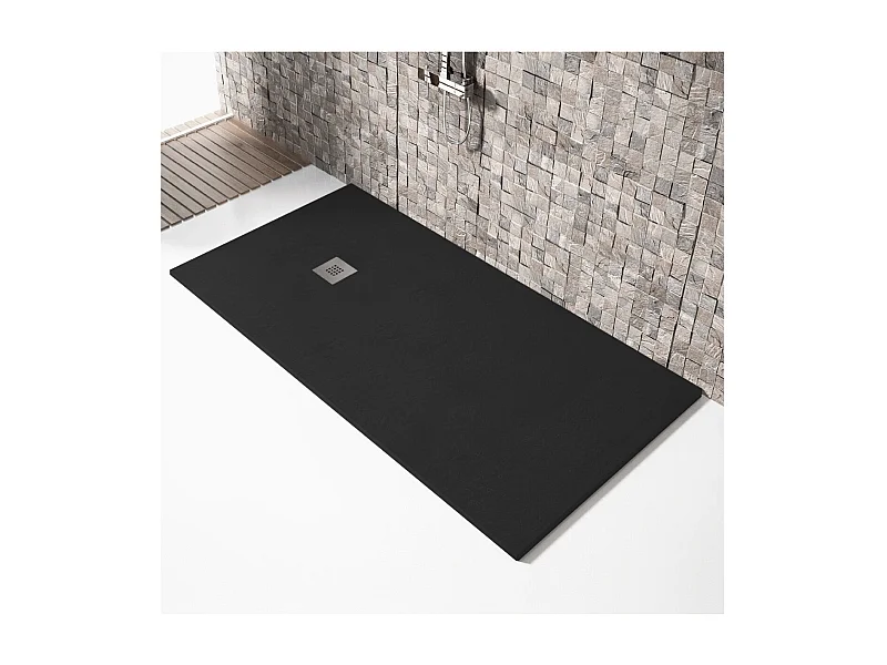 Piatto doccia ultrasottile 80 x 190 cm MARIANA in resina finitura ardesia nero
