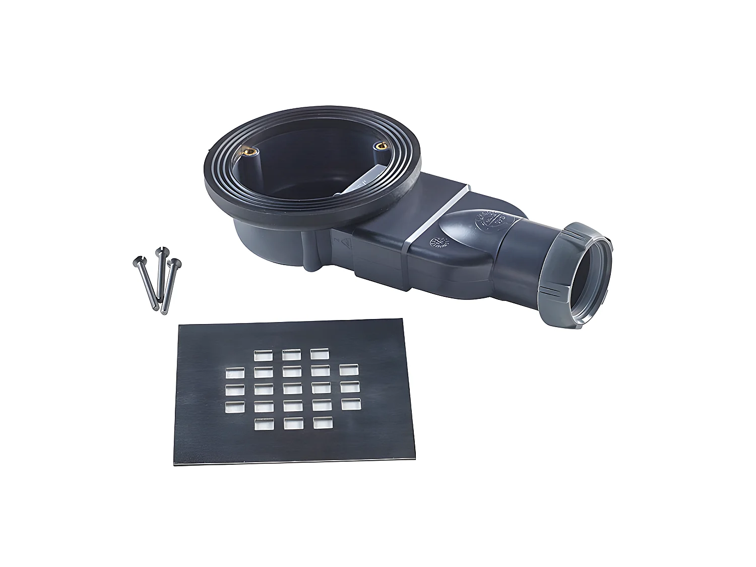 Receveur à carreler 150 x 150 cm FLATBOARD 4 pentes avec natte étanche et siphon ultra plat Centré