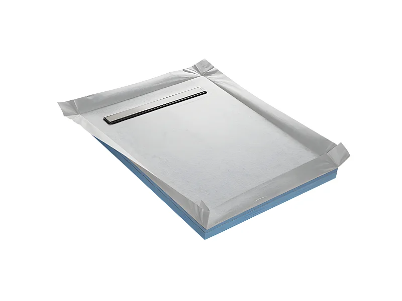 Piatto doccia da piastrellare COMPACT LINEBORD 4 pendenze con membrana impermeabile e scarico ultrapiatto 90 x 120 cm