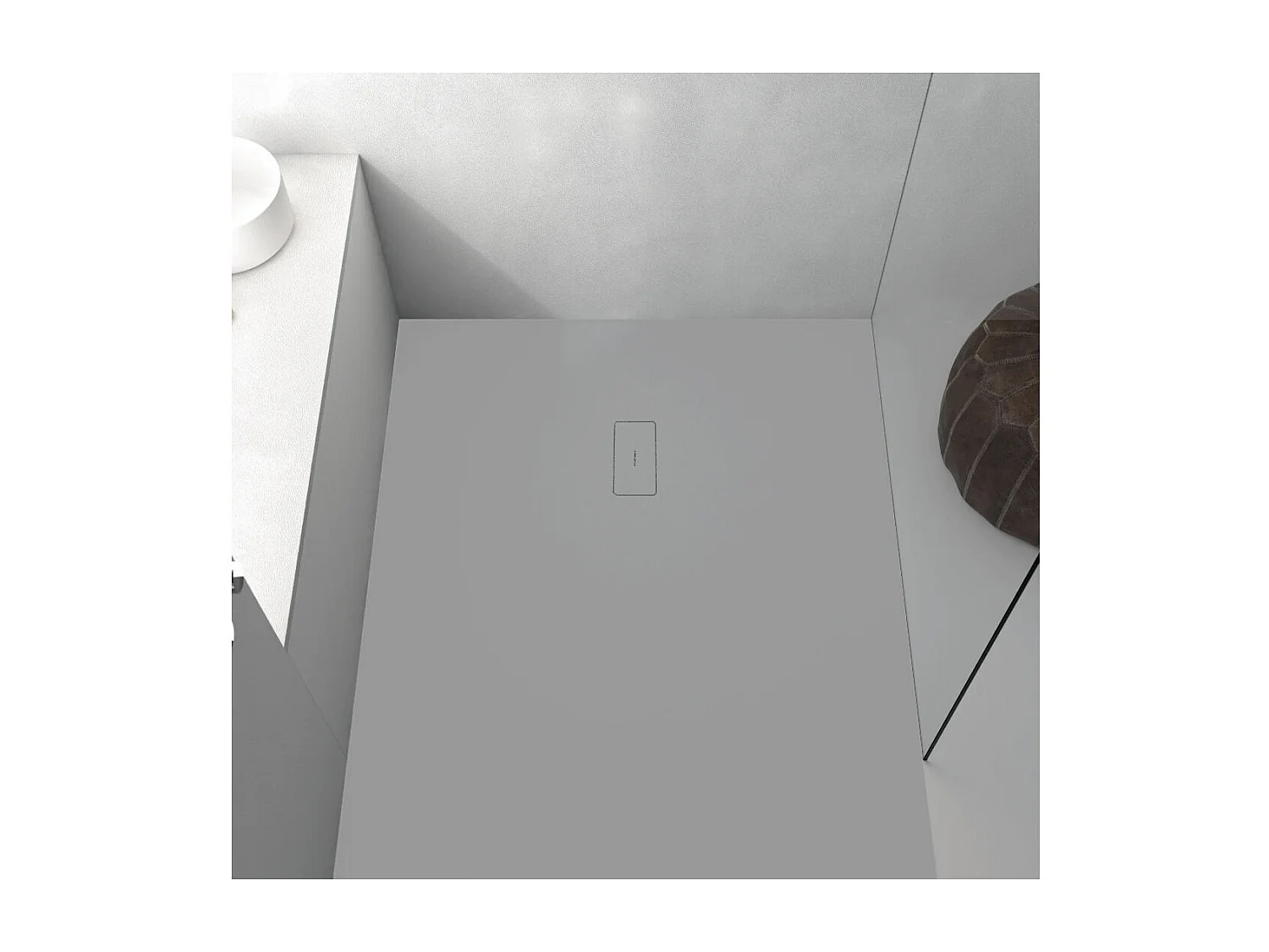 Piatto doccia ultrasottile 100 x 110 cm FUSENCE in resina finitura ardesia cemento